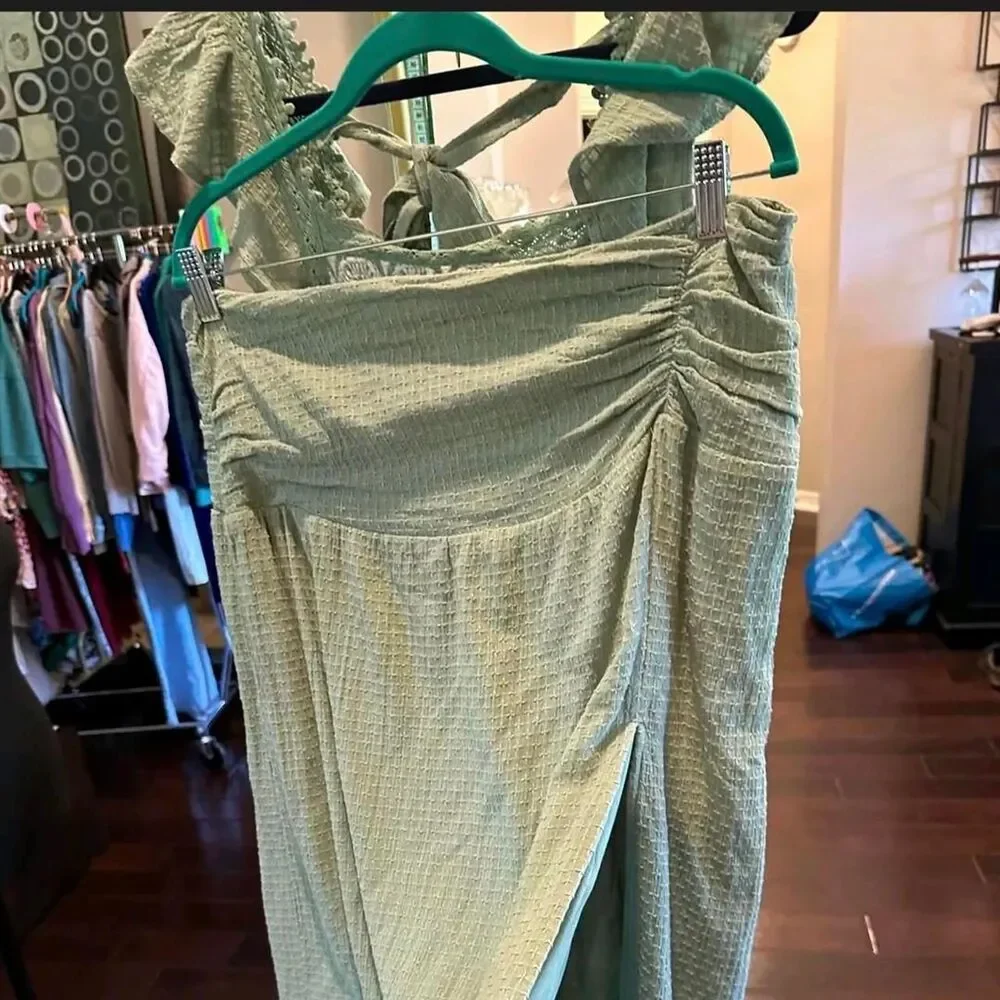 Free-people Women's Green and Khaki Crop-top